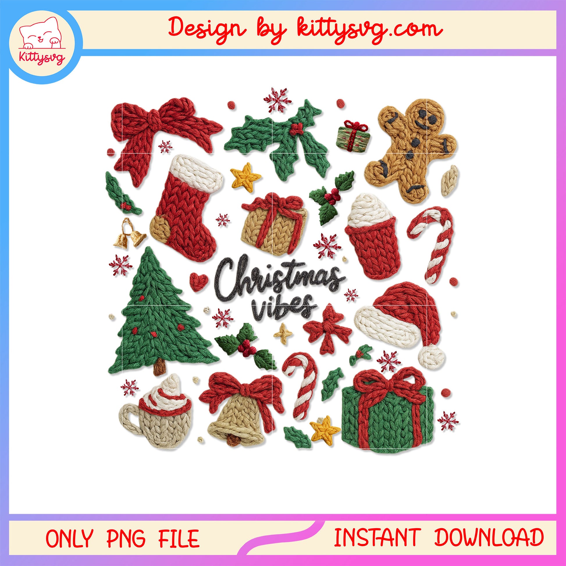 Christmas vibes ornaments patchwork clipart png, x mas decorations png