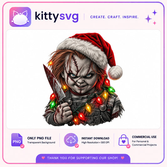 Chucky Christmas PNG, Horror Santa Clipart, Child's Play PNG