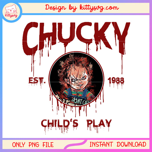 Chucky est 1988 child's play design png, child's play horror film png