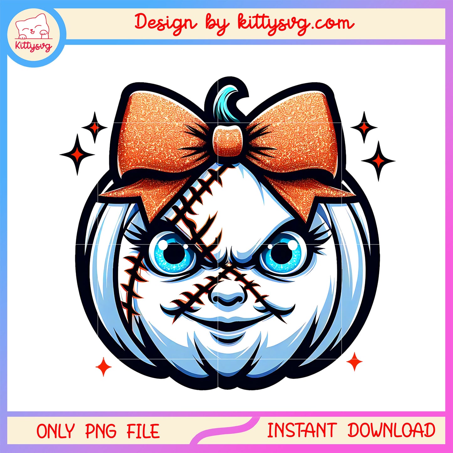 Chucky face pumpkin halloween design png, chucky costume halloween png