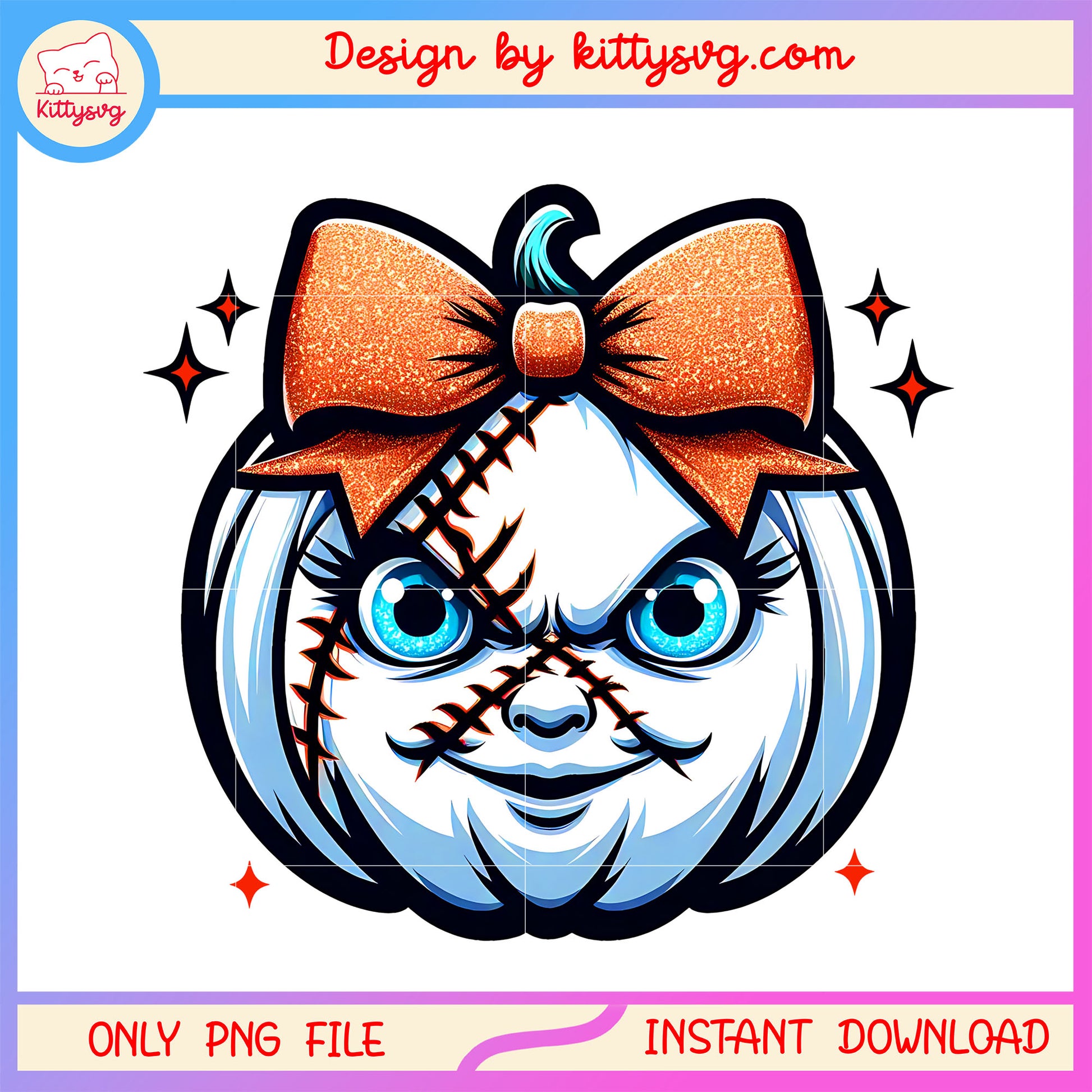Chucky face pumpkin halloween design png, chucky costume halloween png