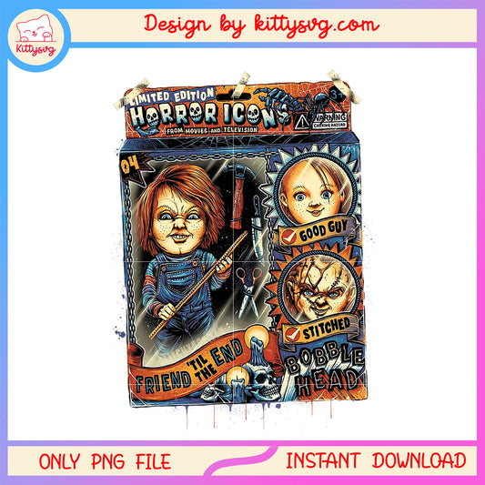 Chucky friend till the end bobblehead toy png, chucky horror toy png