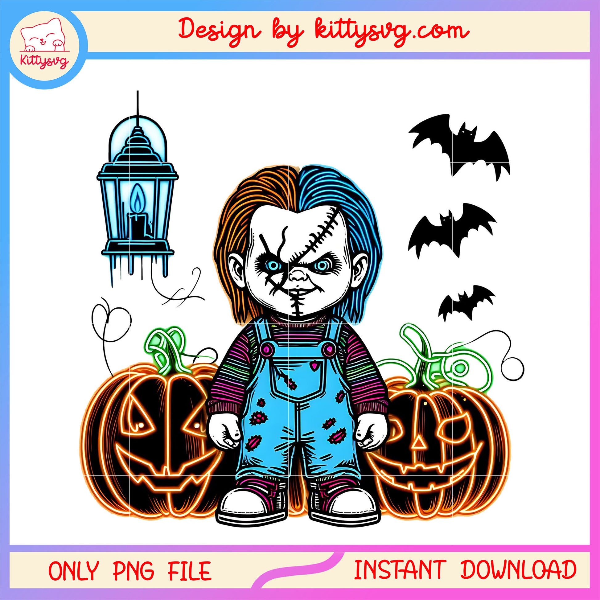 Chucky pumpkin halloween design png, chucky child's play movie png