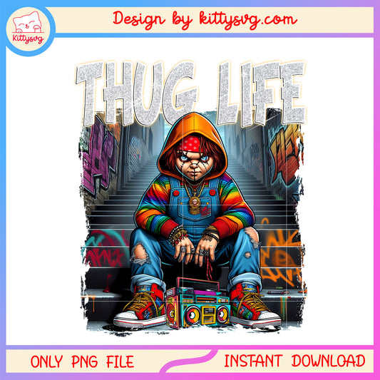 Chucky radio hip hop thug life png, chucky movie png, thug life png