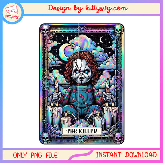 Chucky the killer tarot galaxy card png, the killer card png