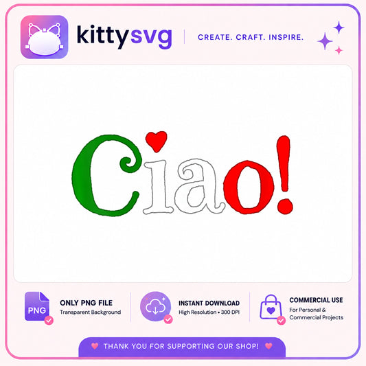 Ciao Italian Word Art PNG, Italy Colors Clipart, Hello PNG