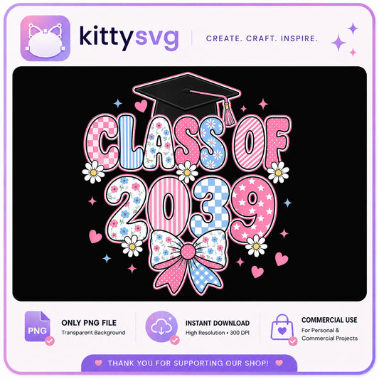 Class Of 2039 PNG, Graduation Coquette PNG, Senior 2039 PNG