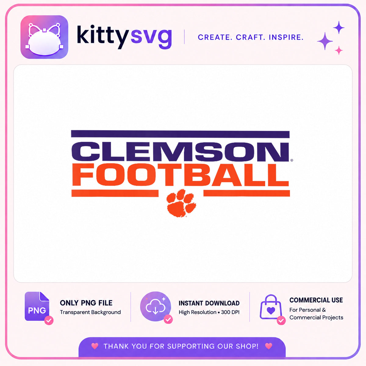 Clemson Football PNG, Tigers Paw Print PNG, College Football PNG