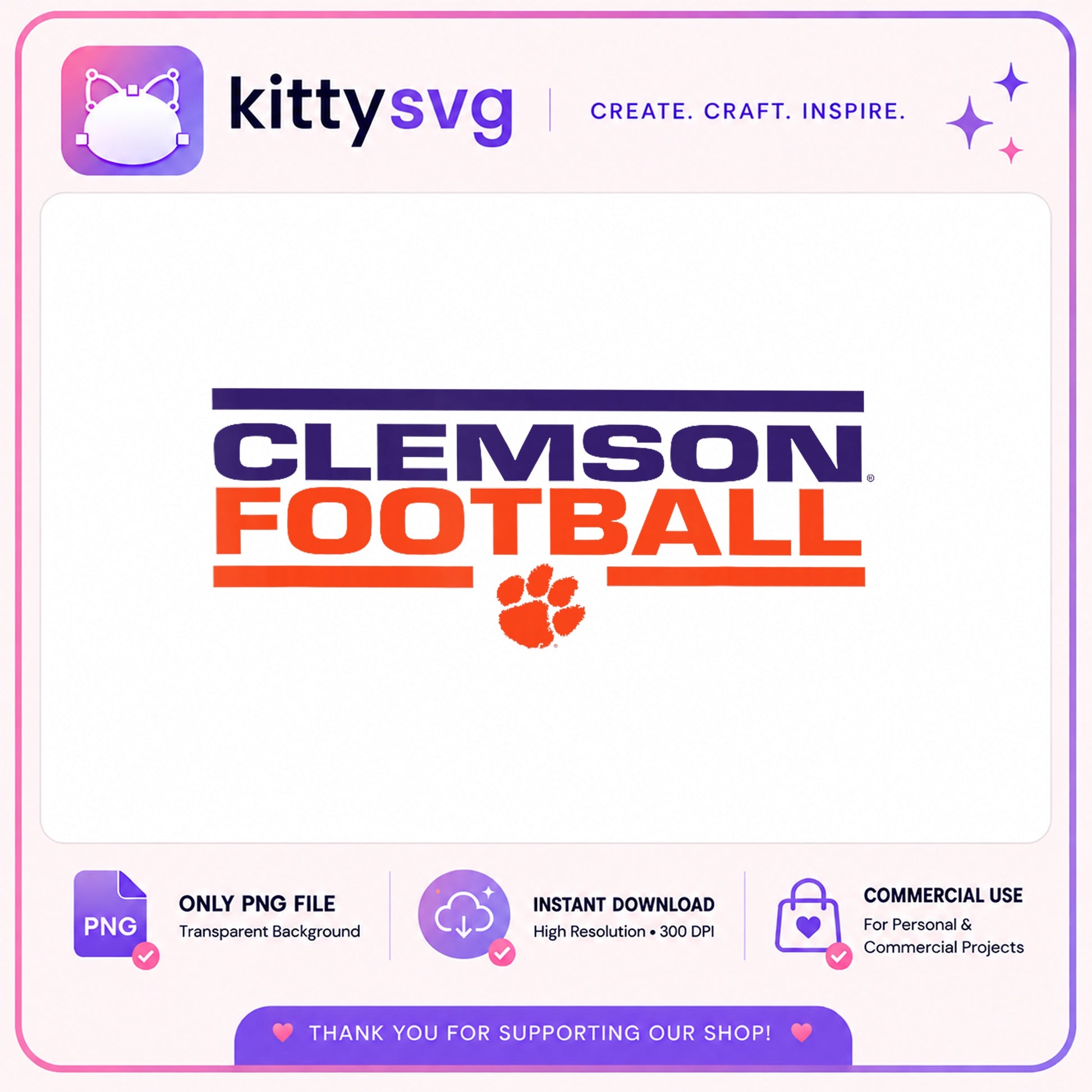 Clemson Football PNG, Tigers Paw Print PNG, College Football PNG