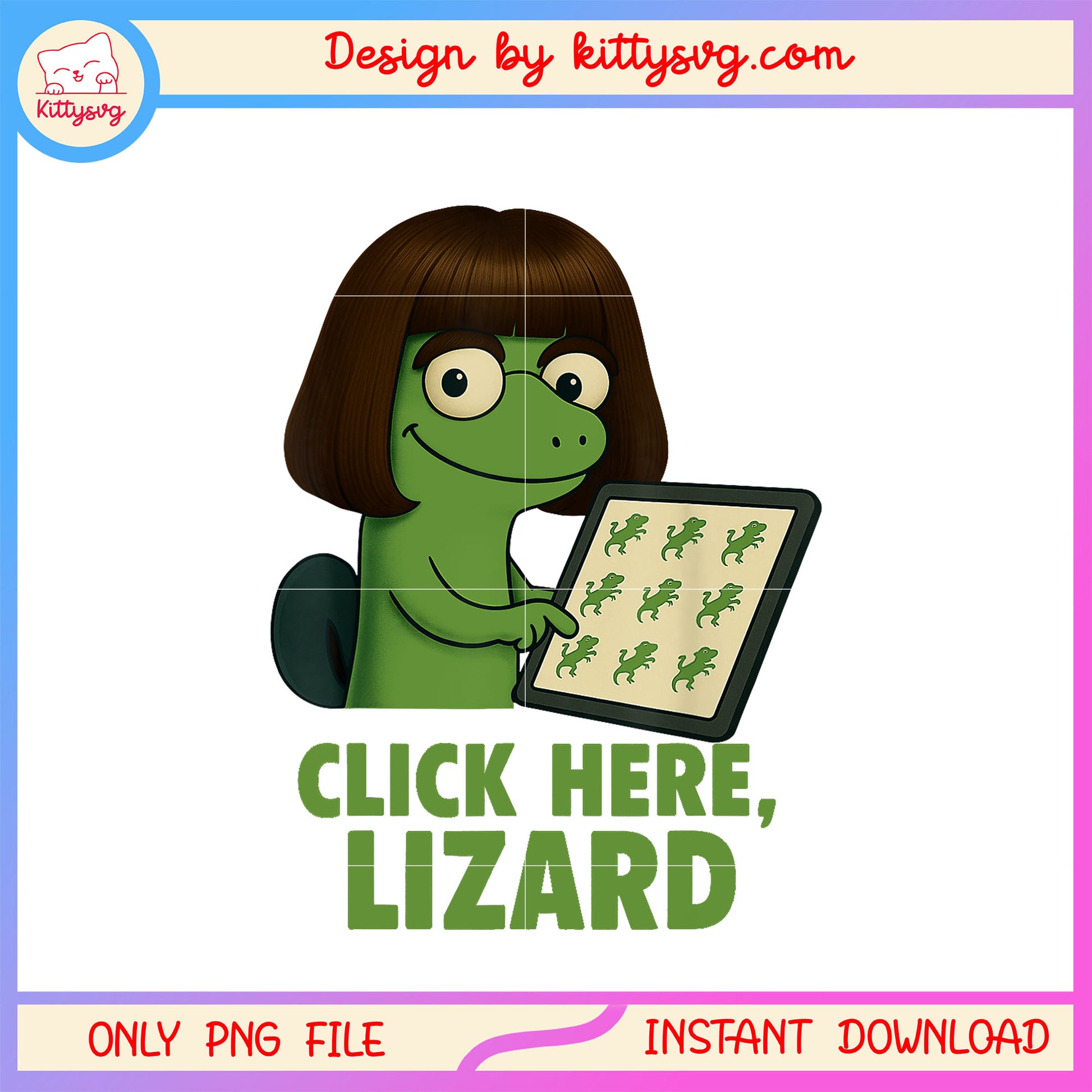 Click here lizard girl meme design png, funny lizard png