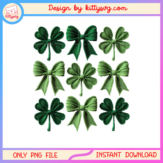 Clover and bow stickers png, st patrick's day sticker png
