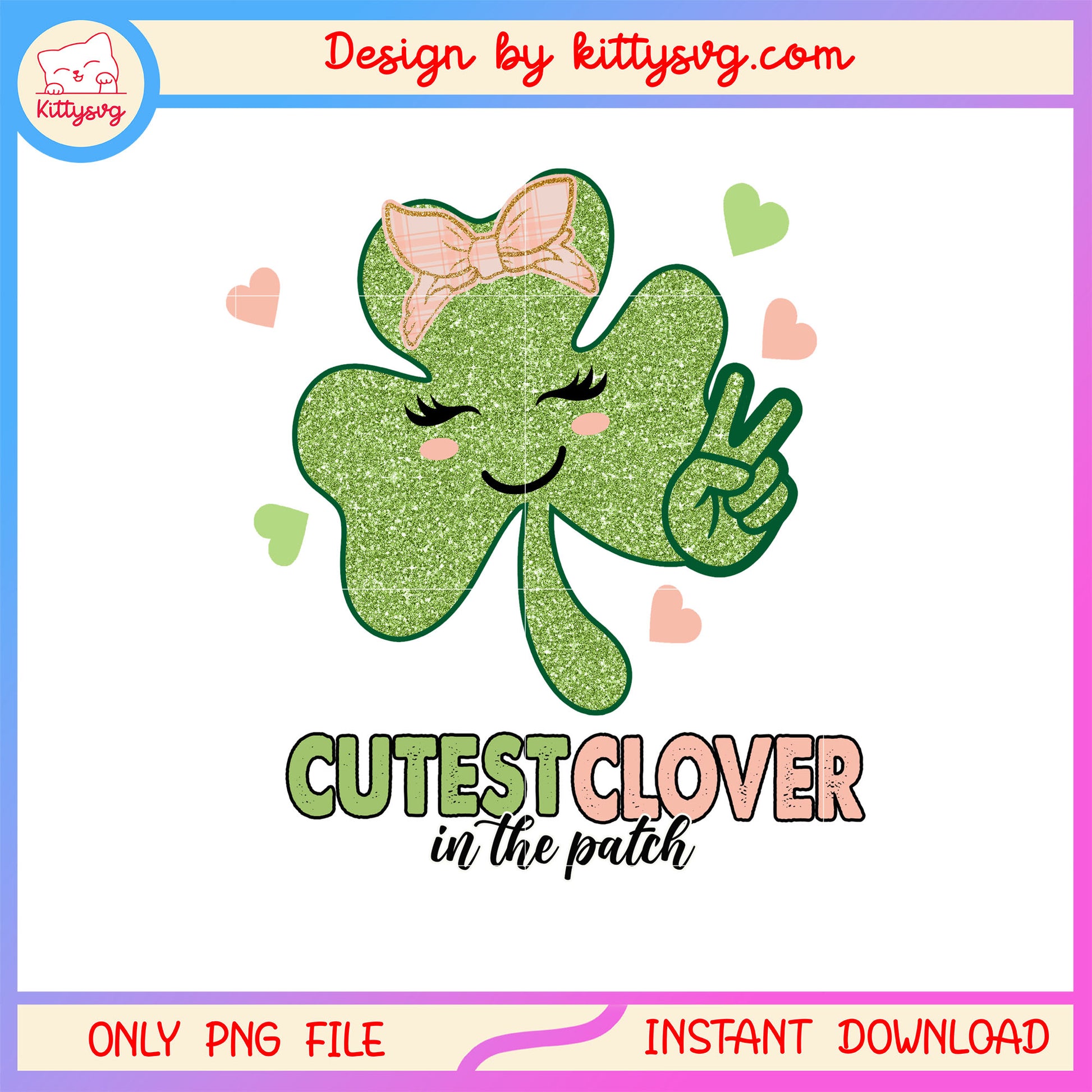 Clover green say hi lovely png, st patrick's day clover png