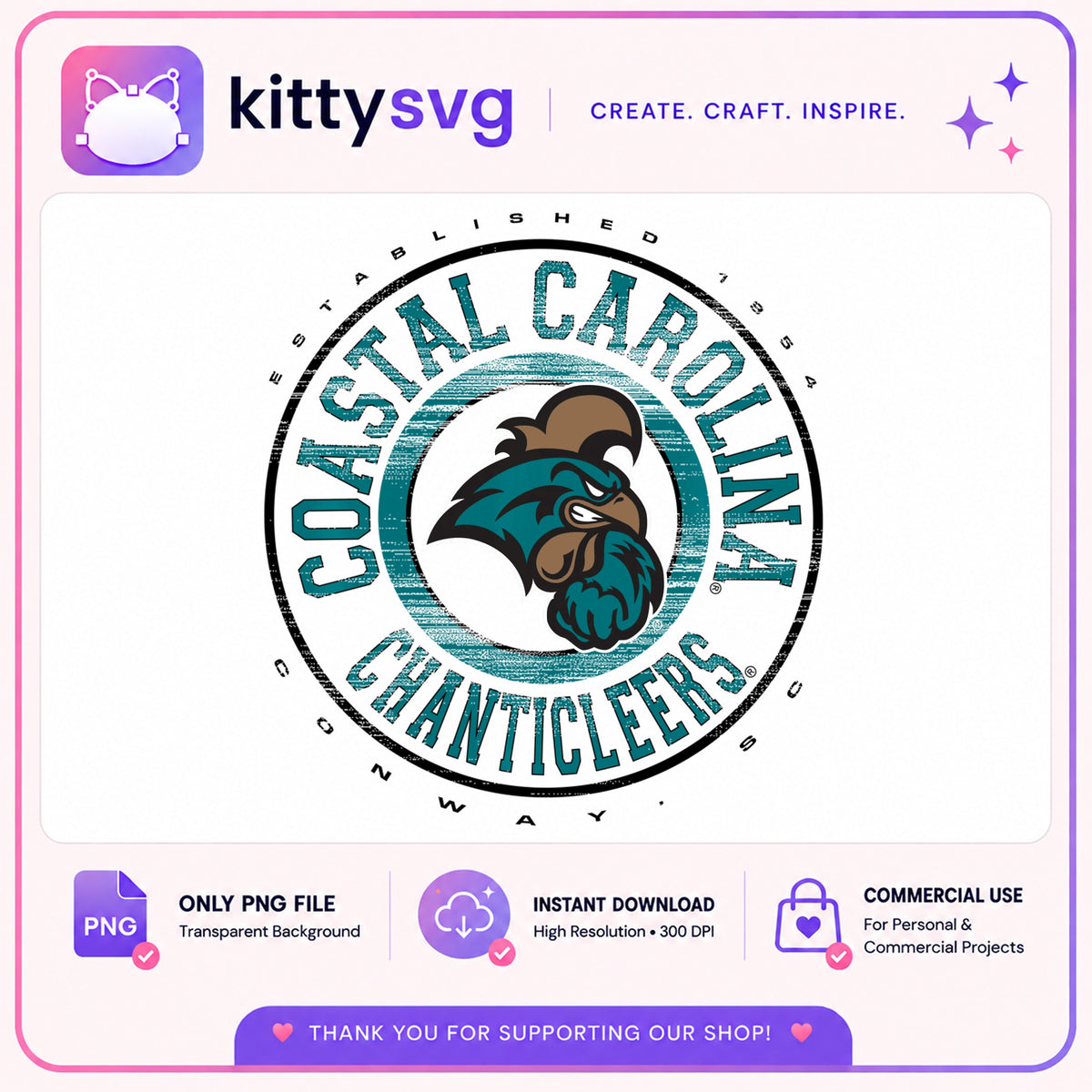 Coastal Carolina Chanticleers PNG, CCU Mascot PNG, College Football PNG