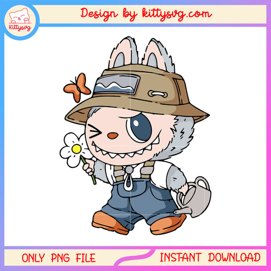 Coca cola labubu gardener ver costume design png, labubu doll png
