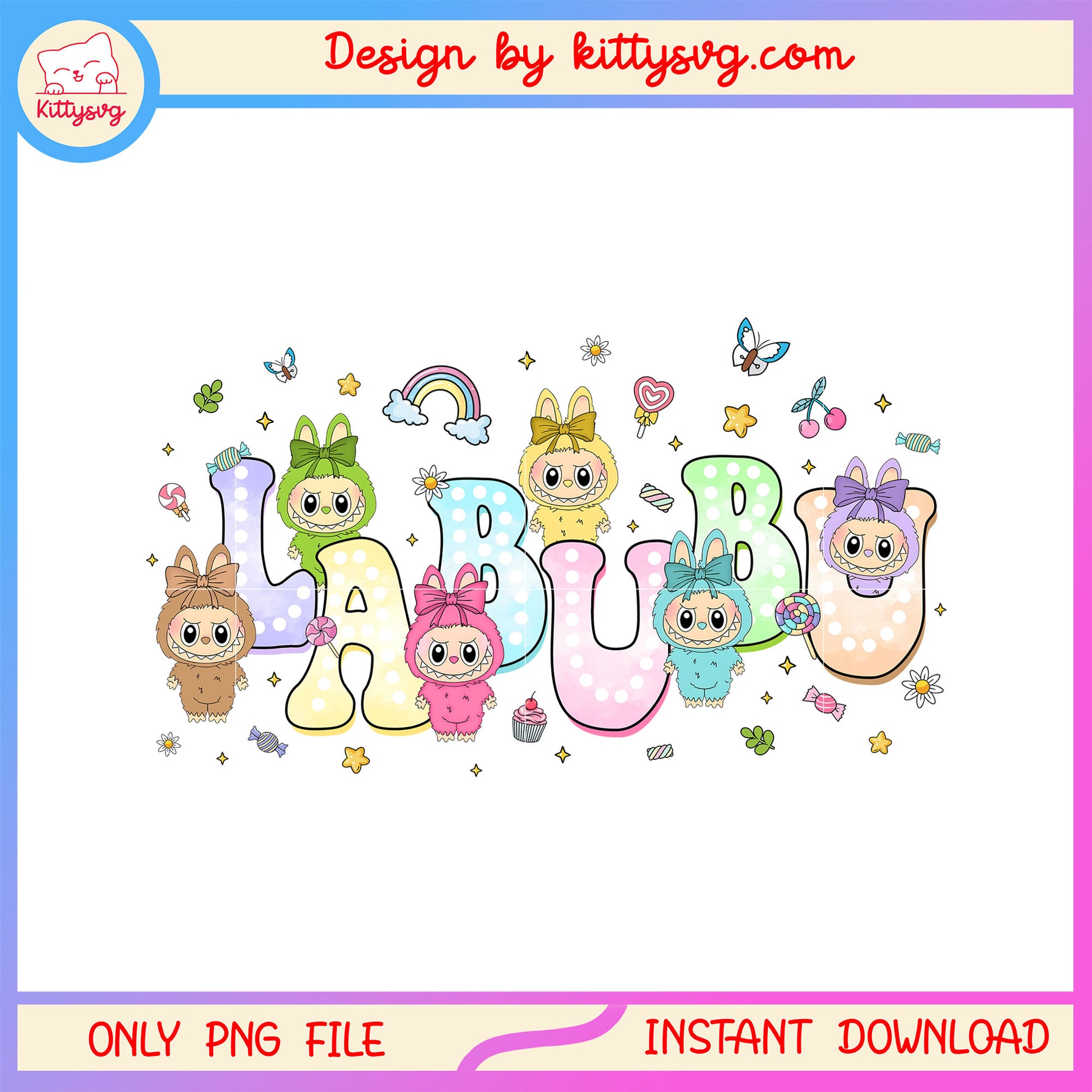 Colection of labubu macaron drawing design png, labubu pop mart png