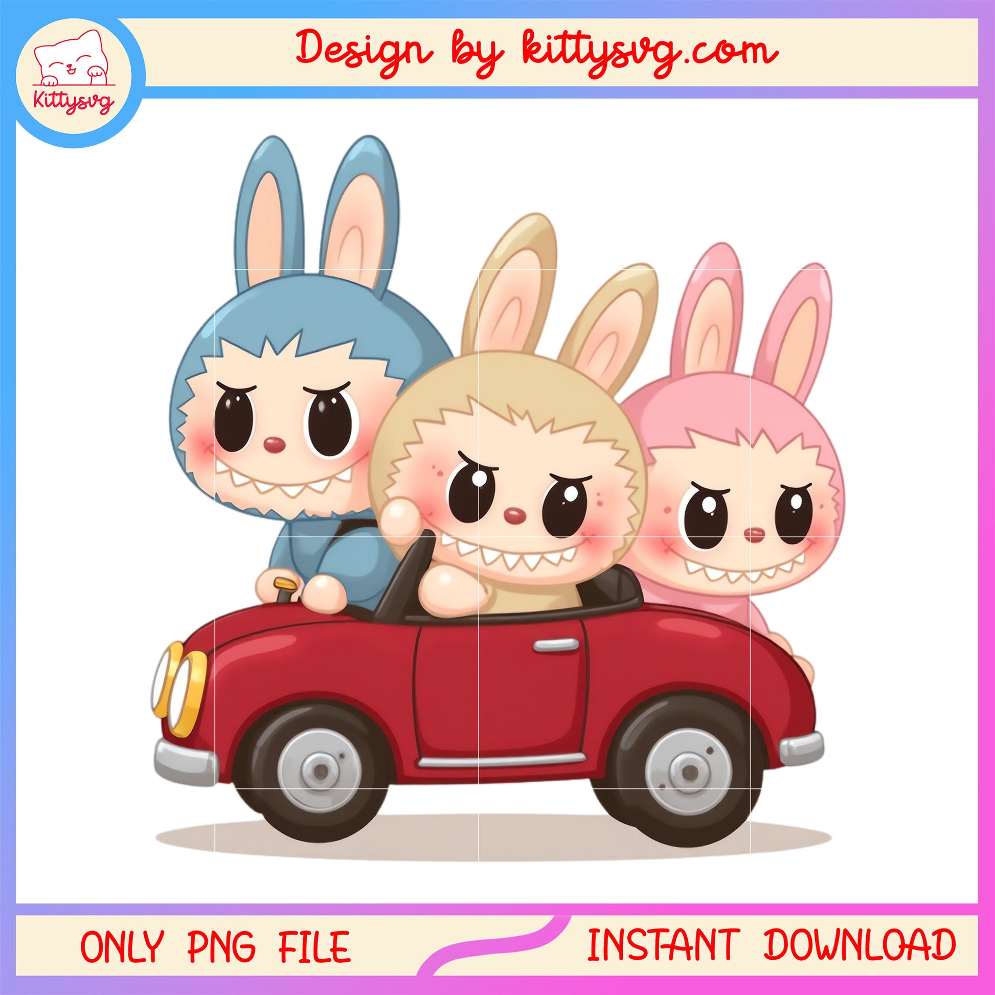 Colorful labubu doll design png, labubu dolls png, car png