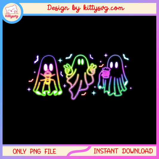Colorful sheet ghost halloween design png, ghost drawing cute png