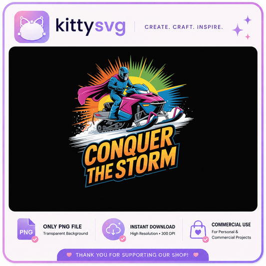 Conquer The Storm Snowmobile PNG, Winter Riding PNG, Snowmobile Rider PNG