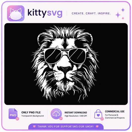 Cool Lion With Sunglasses PNG, Lion Face Clipart, Lion Head PNG