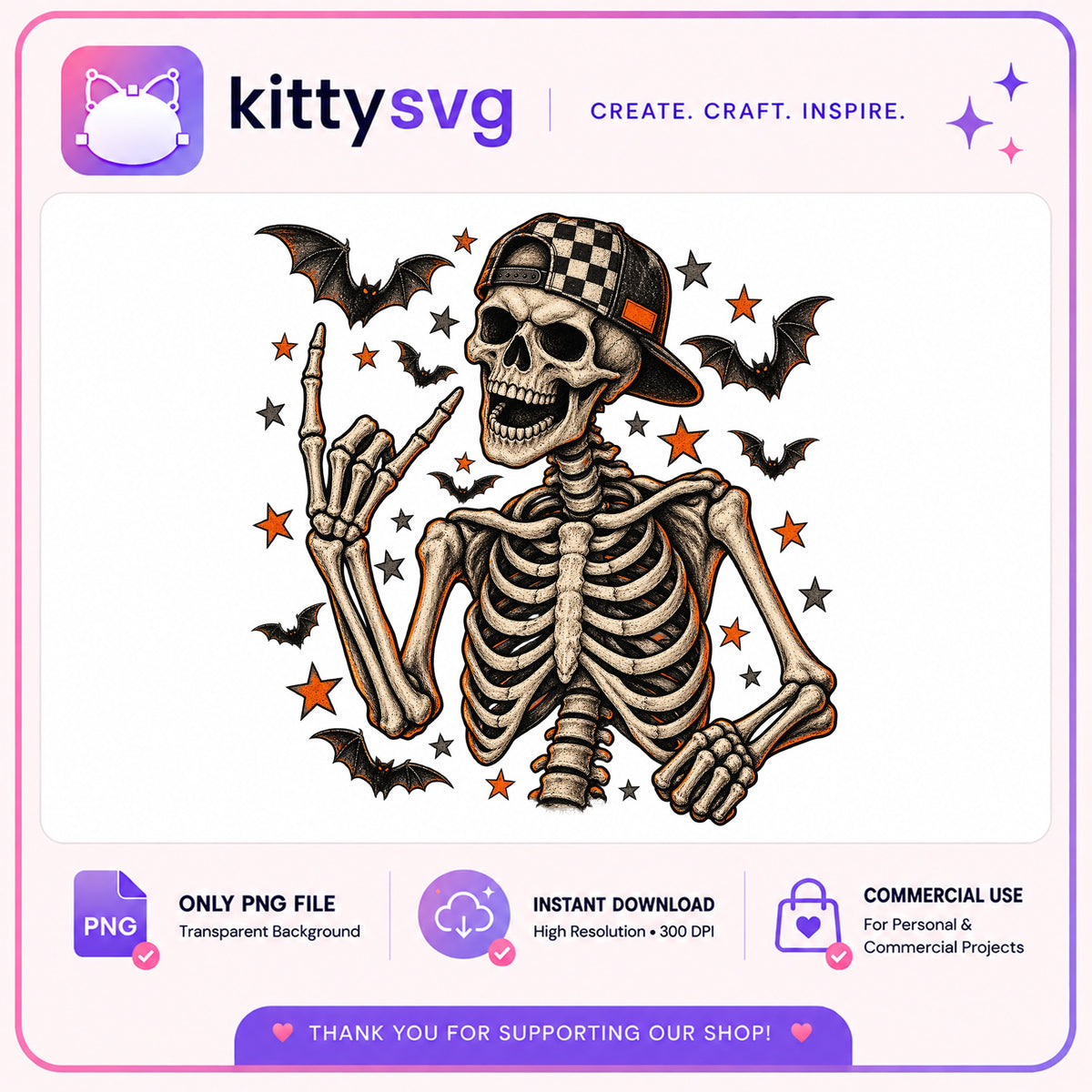Cool Skeleton With Hat Halloween PNG, Skeleton Bats PNG, Spooky PNG
