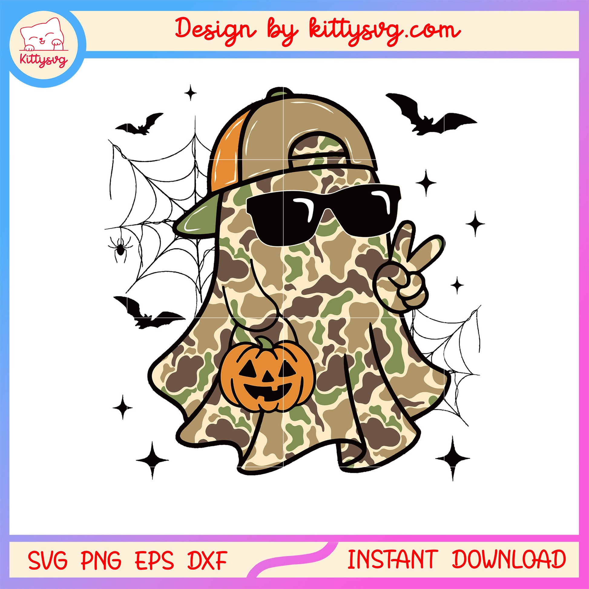 Cool boo camouflage pattern svg, hallwoeen pumpkin svg
