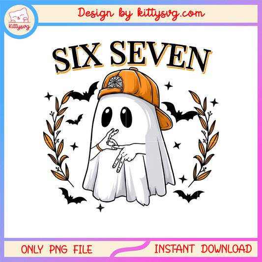 Cool ghost hand six seven design png, cute ghost png