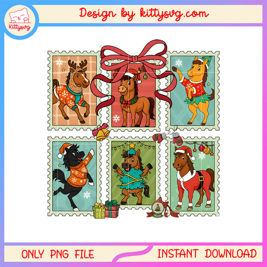 Coquette baby cute horse christmas frame design png, merry x'mas png