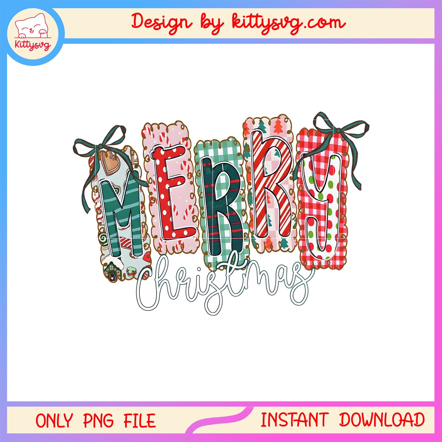 Coquette bow merry christmas font design png, merry christmas wishes png