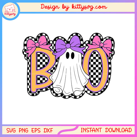 Coquette bow spooky boo design svg, spooky boo svg