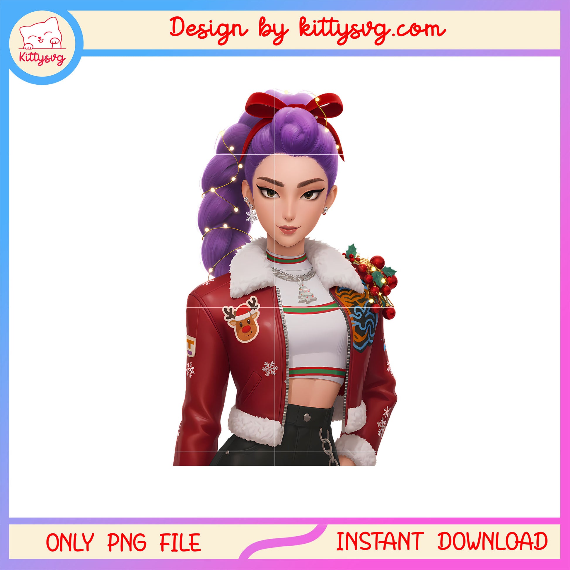 Coquette christmas rumi kpop hunters png, huntrix rumi png