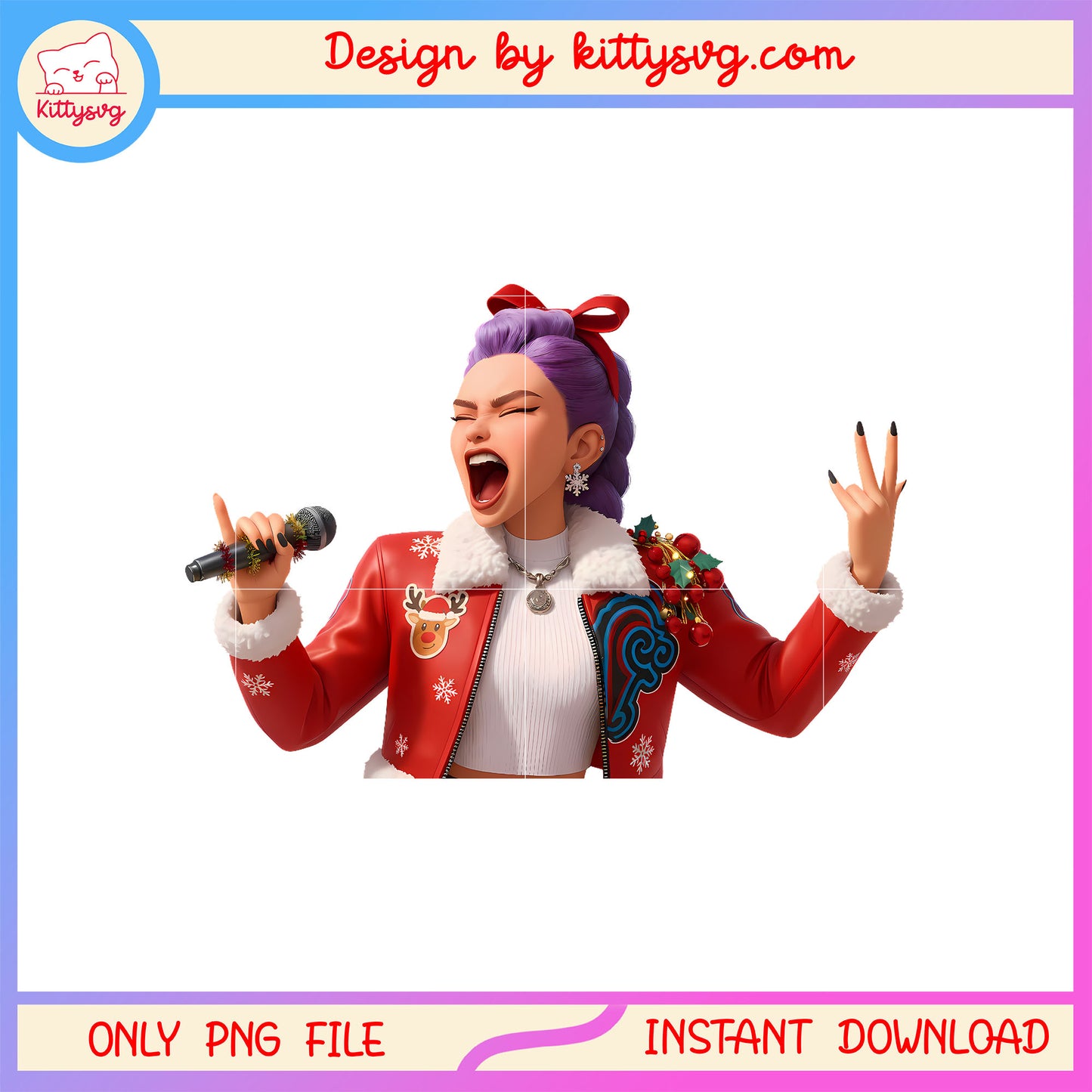 Coquette christmas rumi singing kpop hunters png, huntrix kpop png