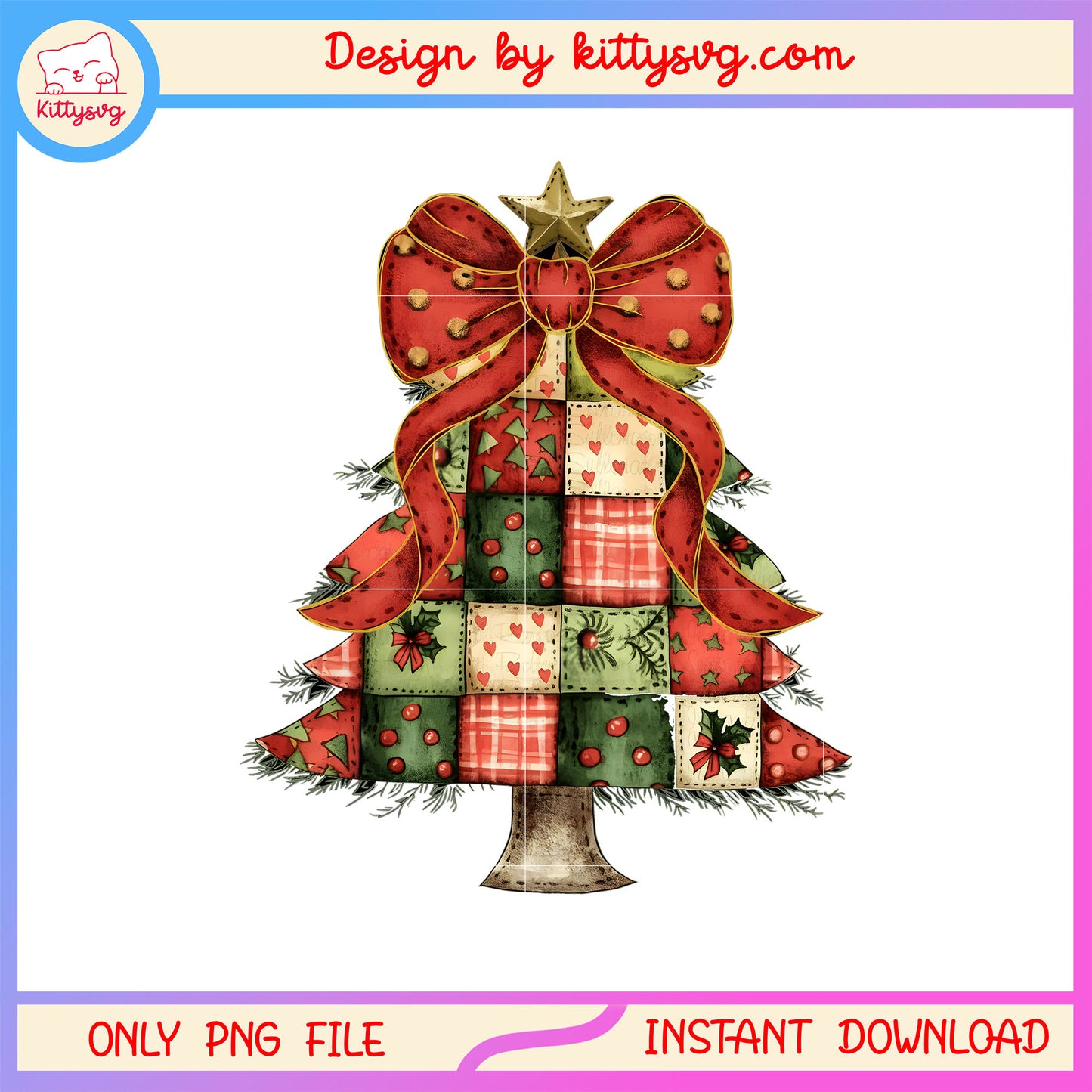 Coquette red bow star christmas tree design png, christmas tree png