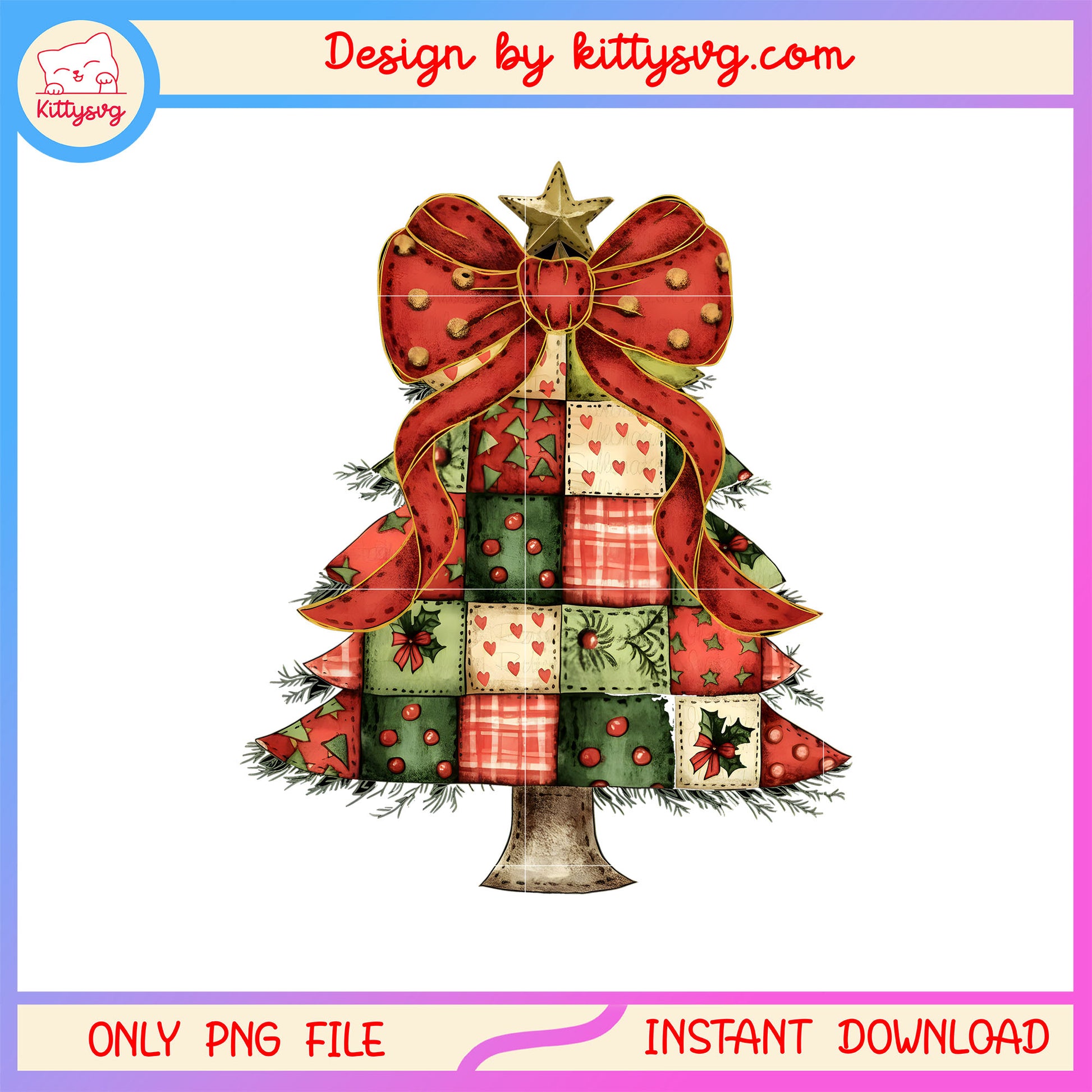 Coquette red bow star christmas tree design png, christmas tree png