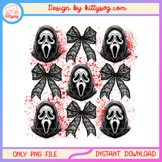 Coquettle bow and ghostface design png, ghostface halloween png