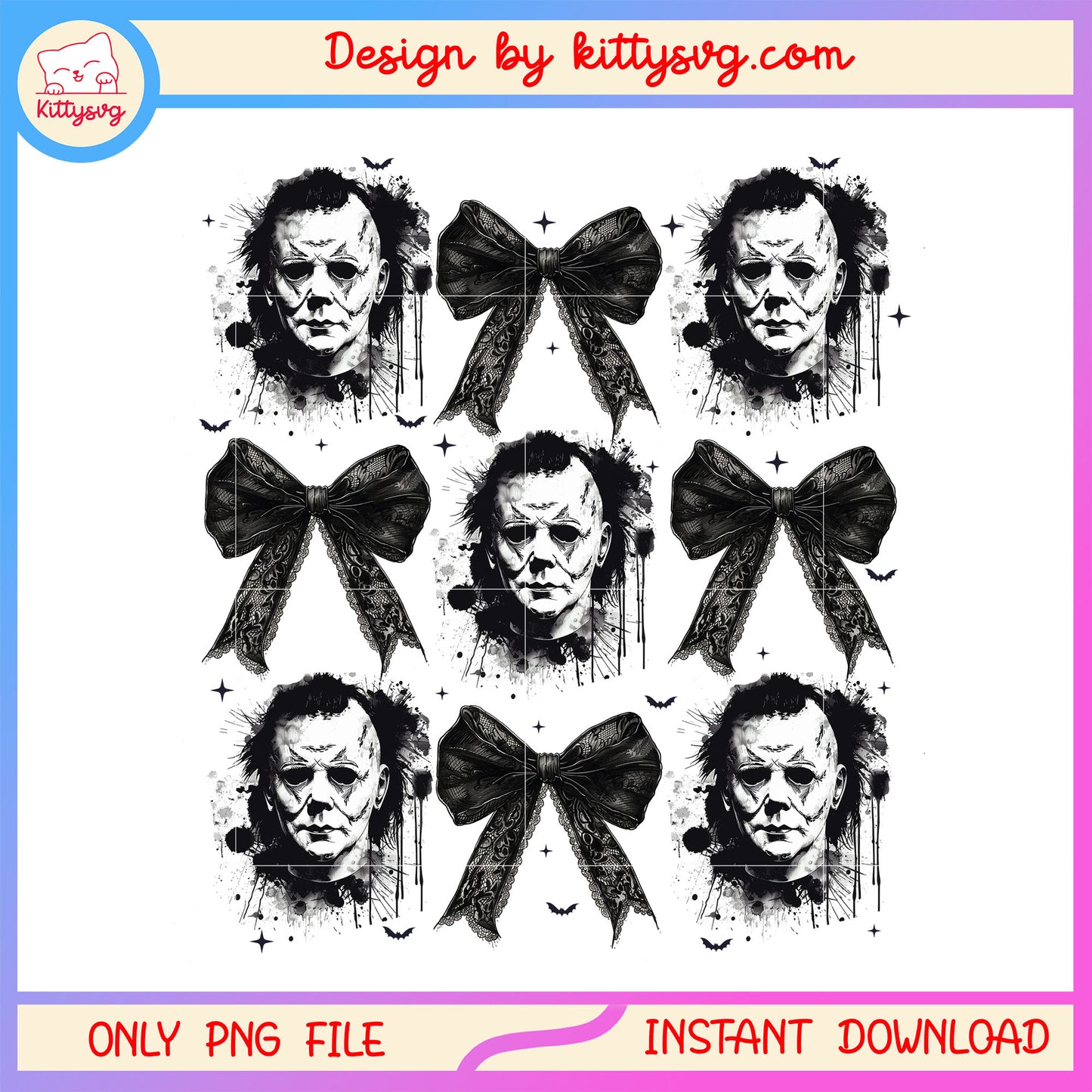 Coquettle bow michael myers design png, halloween bow png
