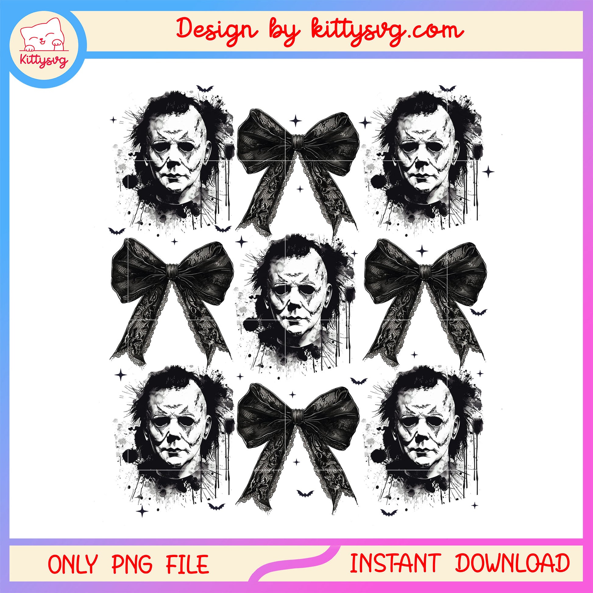 Coquettle bow michael myers design png, halloween bow png