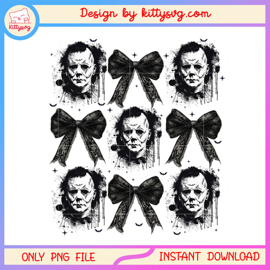 Coquettle bow michael myers design png, halloween bow png