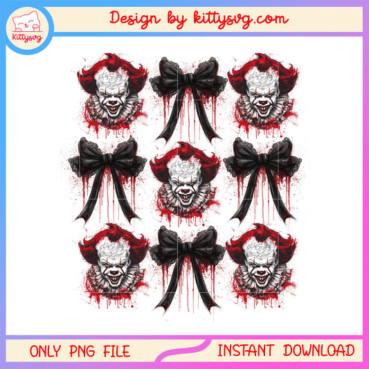 Coquettle bow pennywise halloween design png, coquettle bow  png