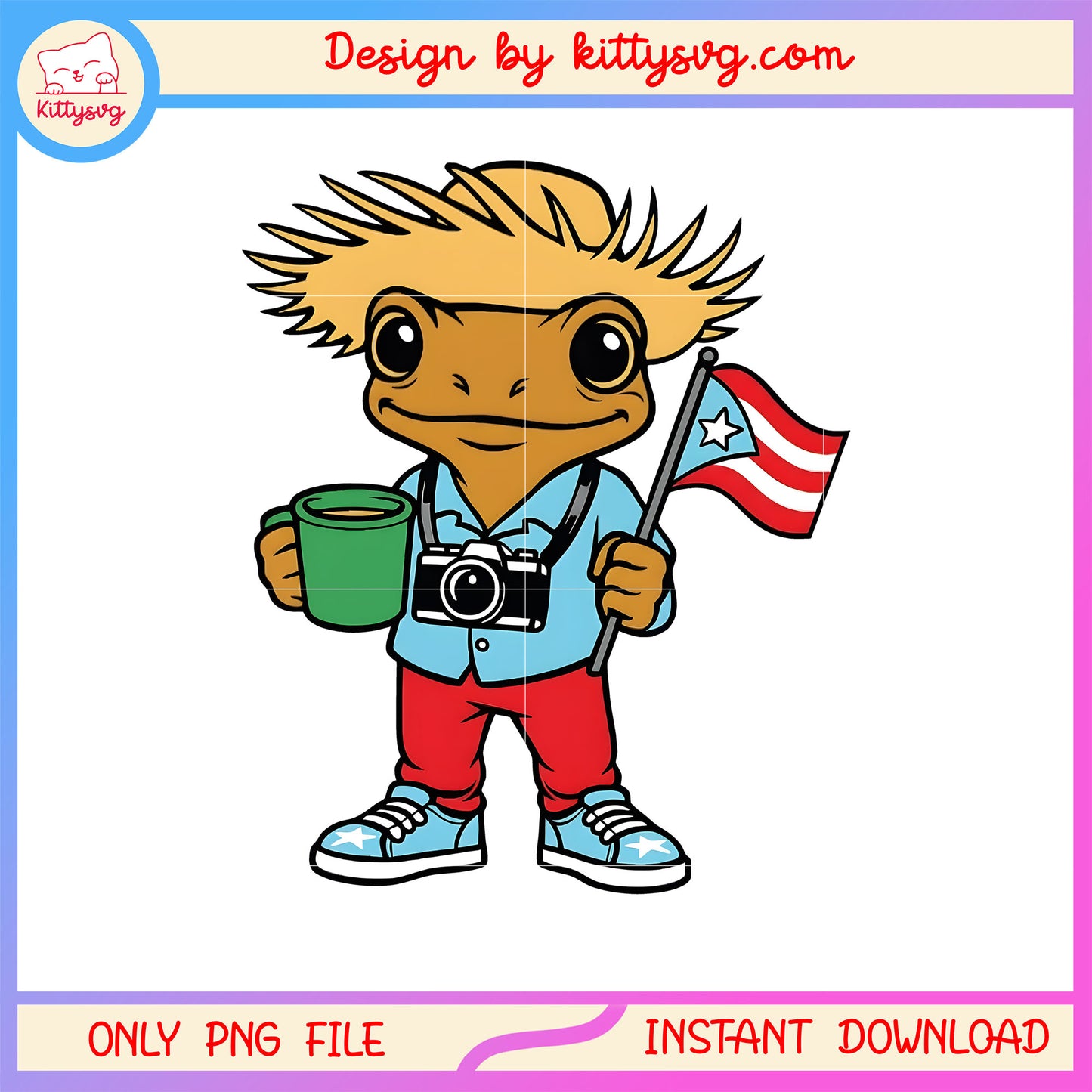 Coqui puerto rico frog coffee american flag png, puerto rico coqui frog png