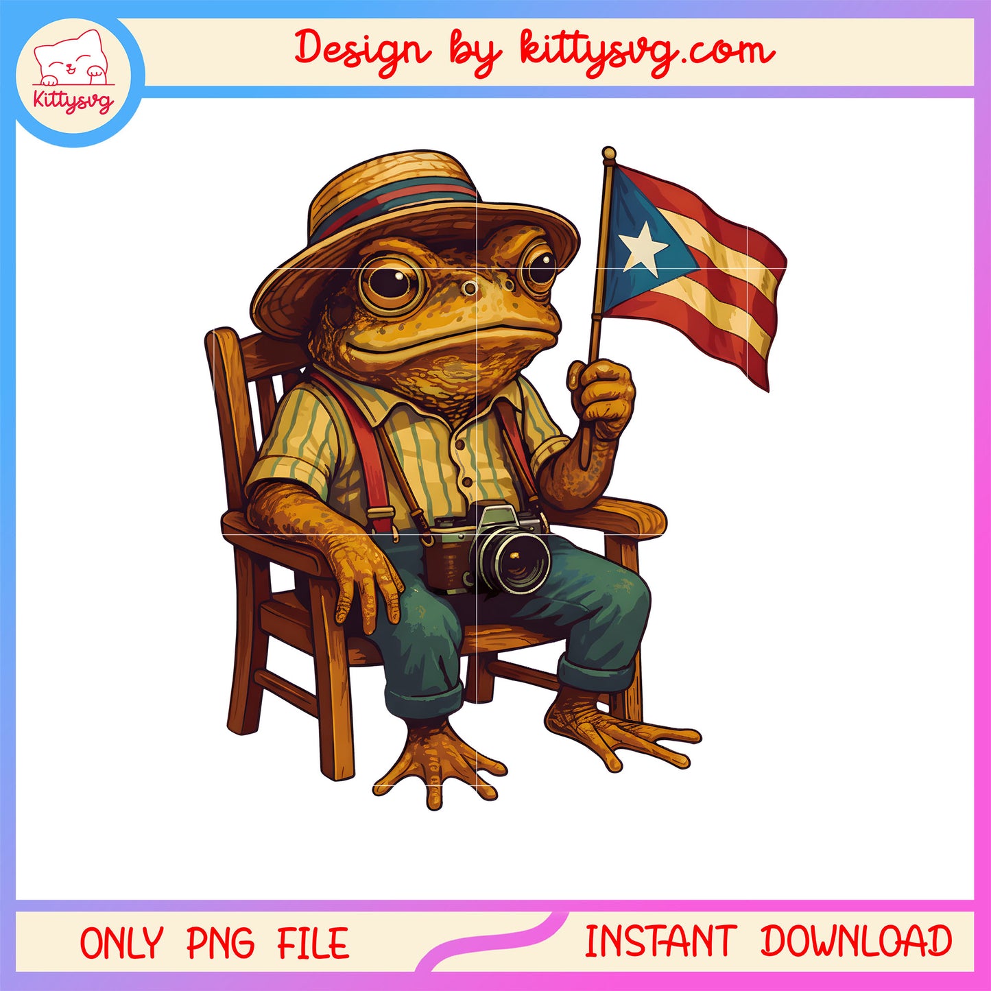 Coqui puerto rico sitting flag vintage png, frog puerto rico coqui png