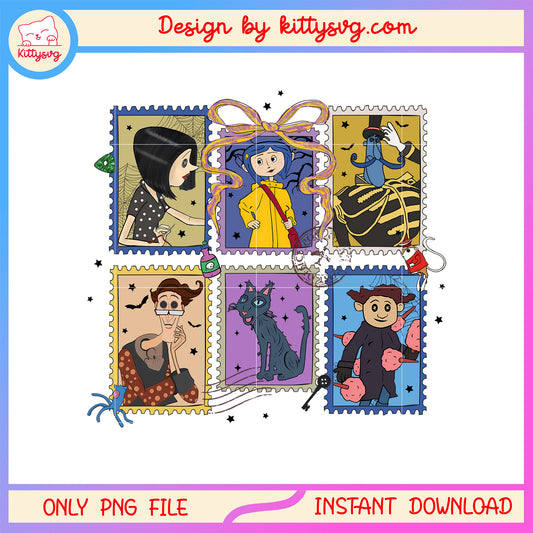 Coraline halloween frame clipart design png, coraline pic png