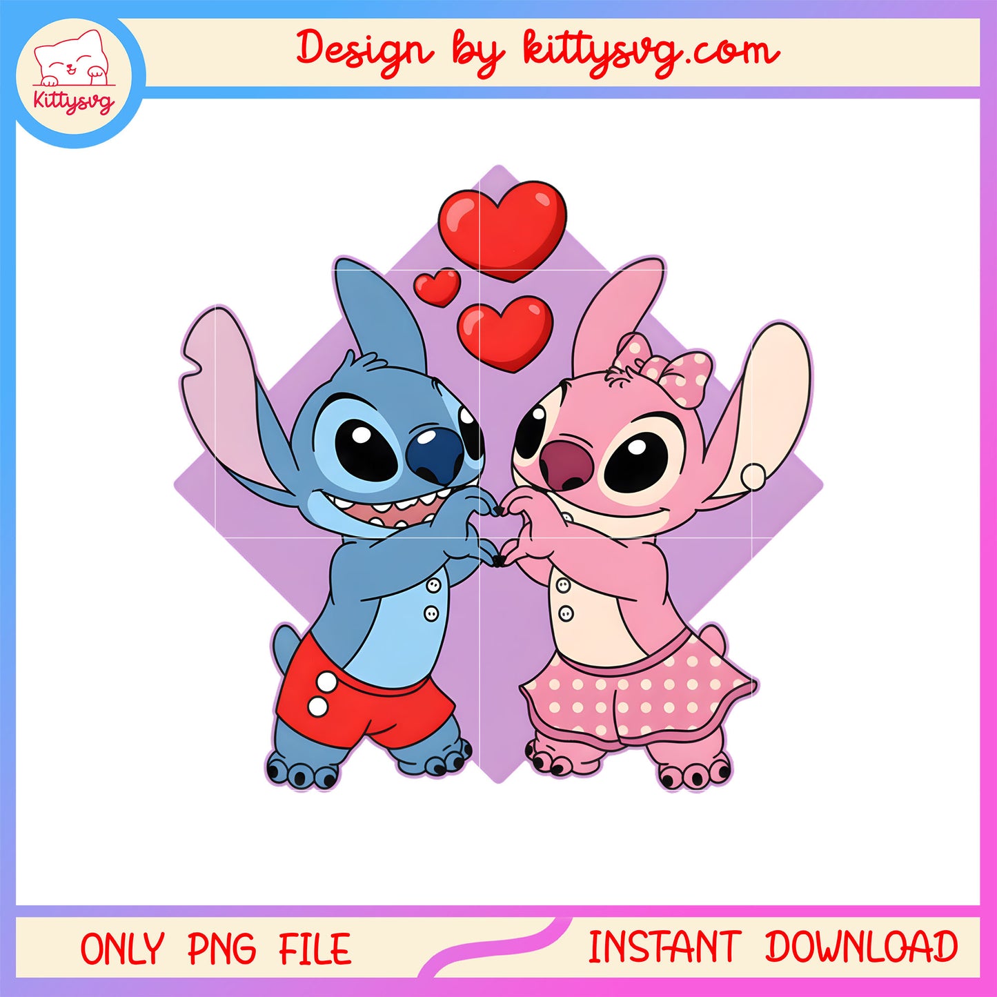 Couple style love valentine png, stitch valentines day​​ png