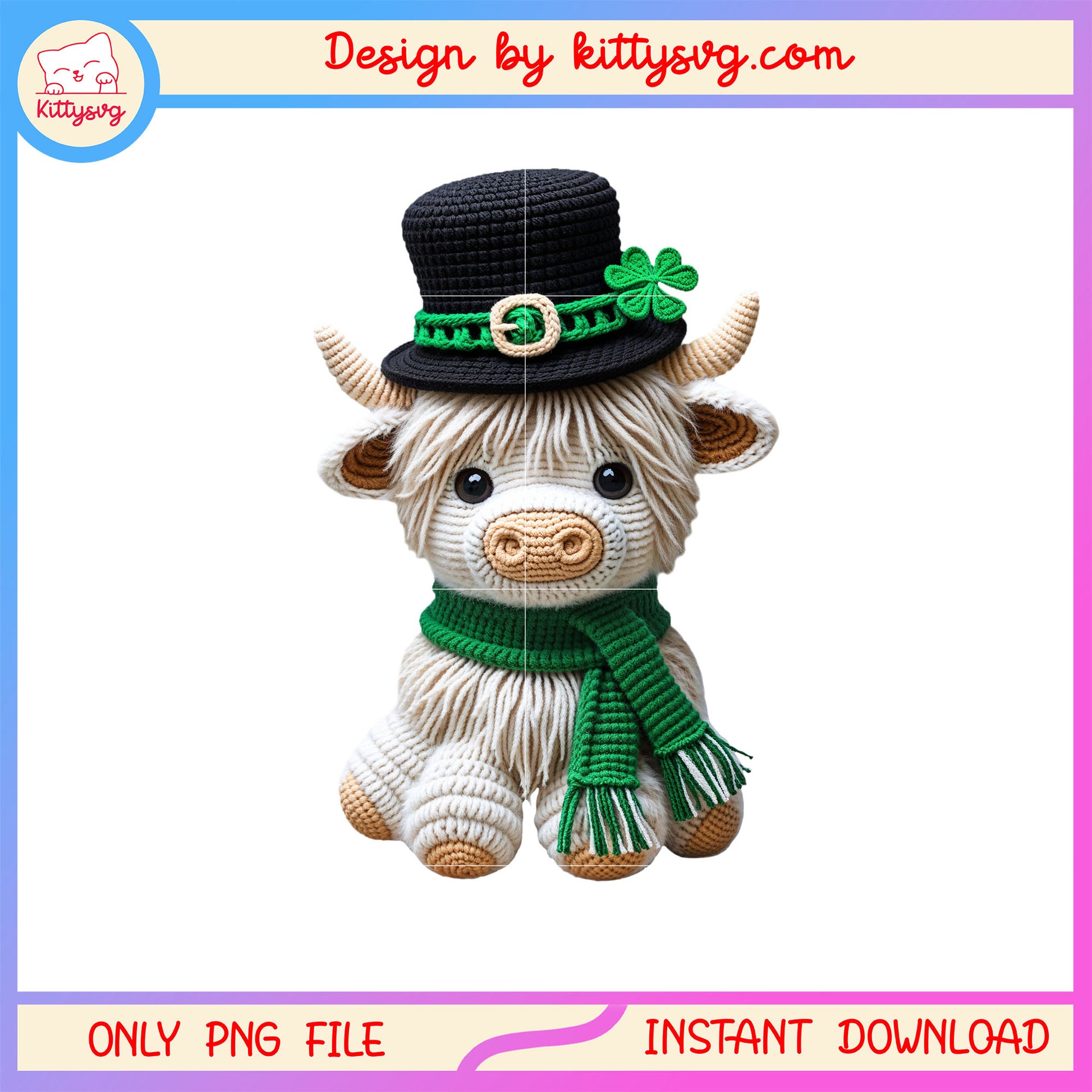 Cow wearing a hat patrick png, st patrick's day cow png