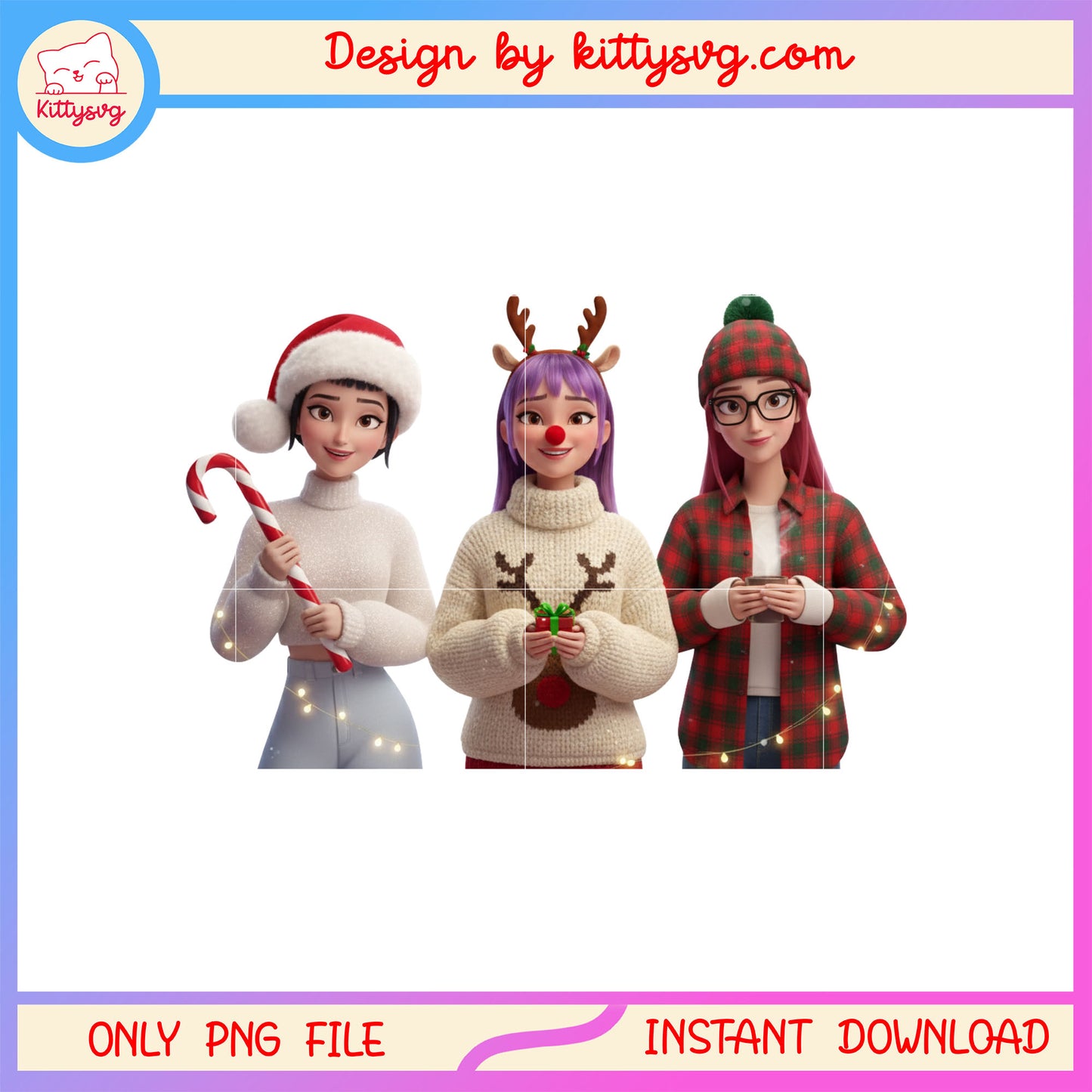 Cozy christmas rumi mira zoey huntrix kpop png, merry xmas png