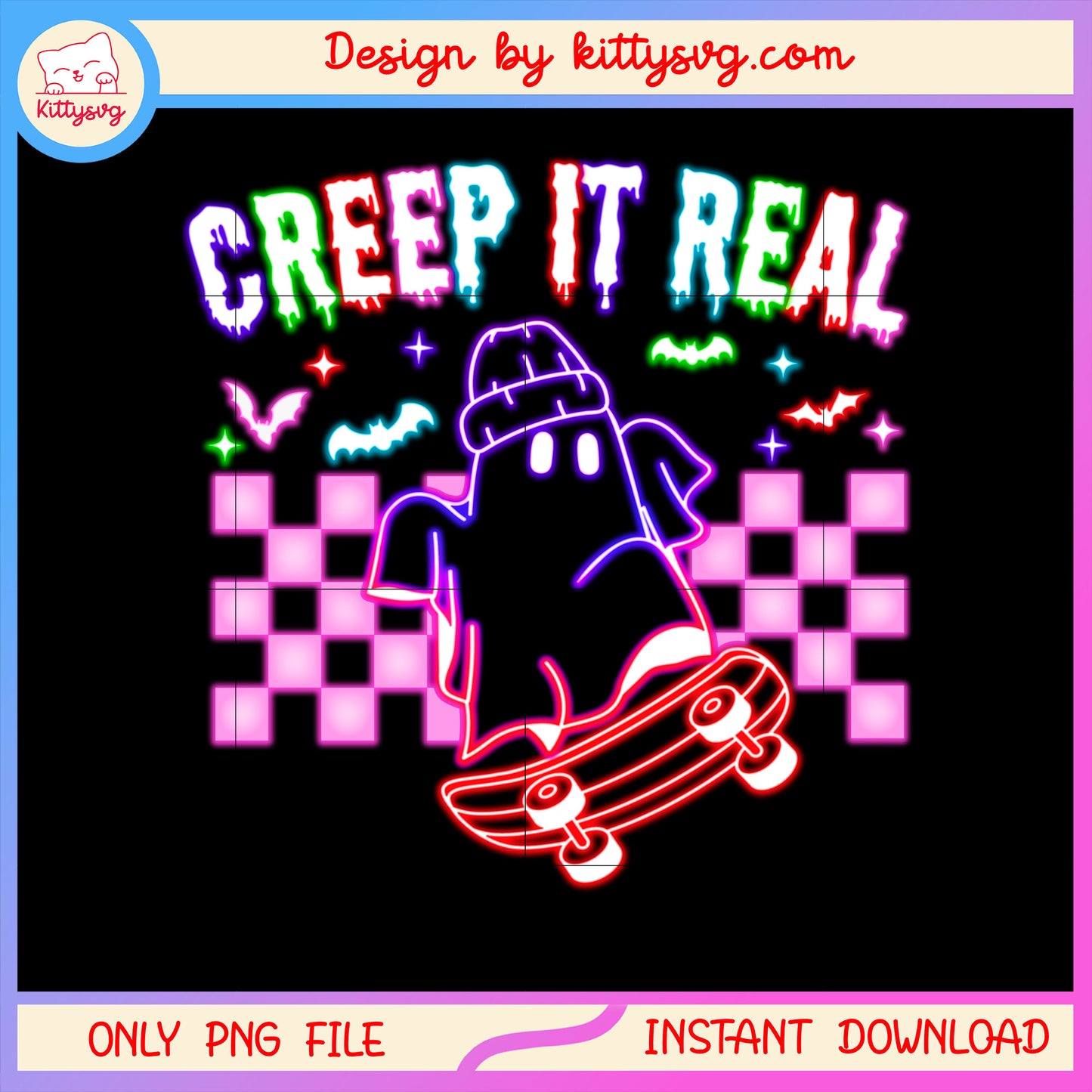 Creep it real sheet ghost skateboarding png, cute ghost painting png