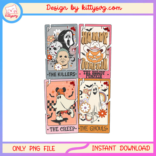 Creepy halloween retro tarot card png, horror tarot card png