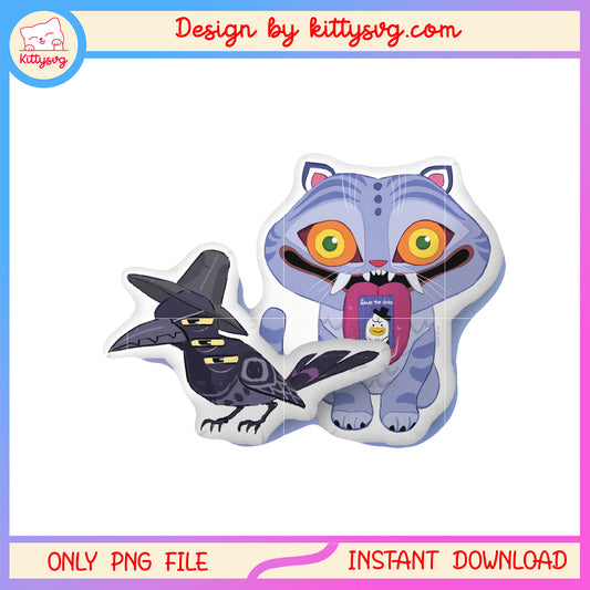 Crow and demon derpy tiger sticker design png, kpop deco stickers png