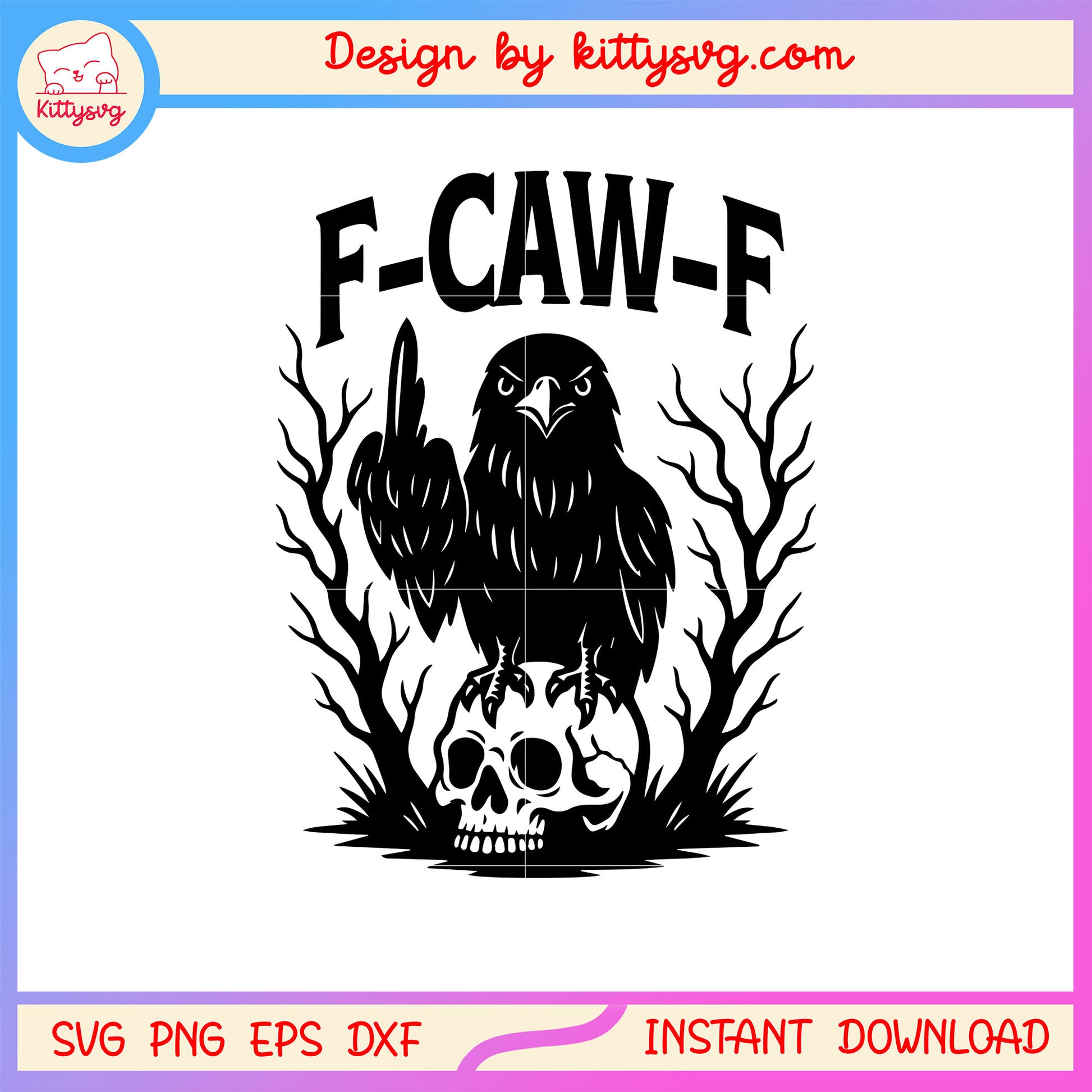 Crow and skull f-caw-f sound design svg, crow svg