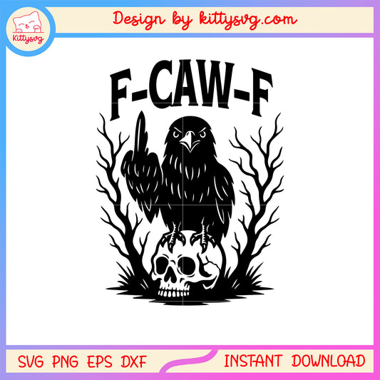 Crow and skull f-caw-f sound design svg, crow svg