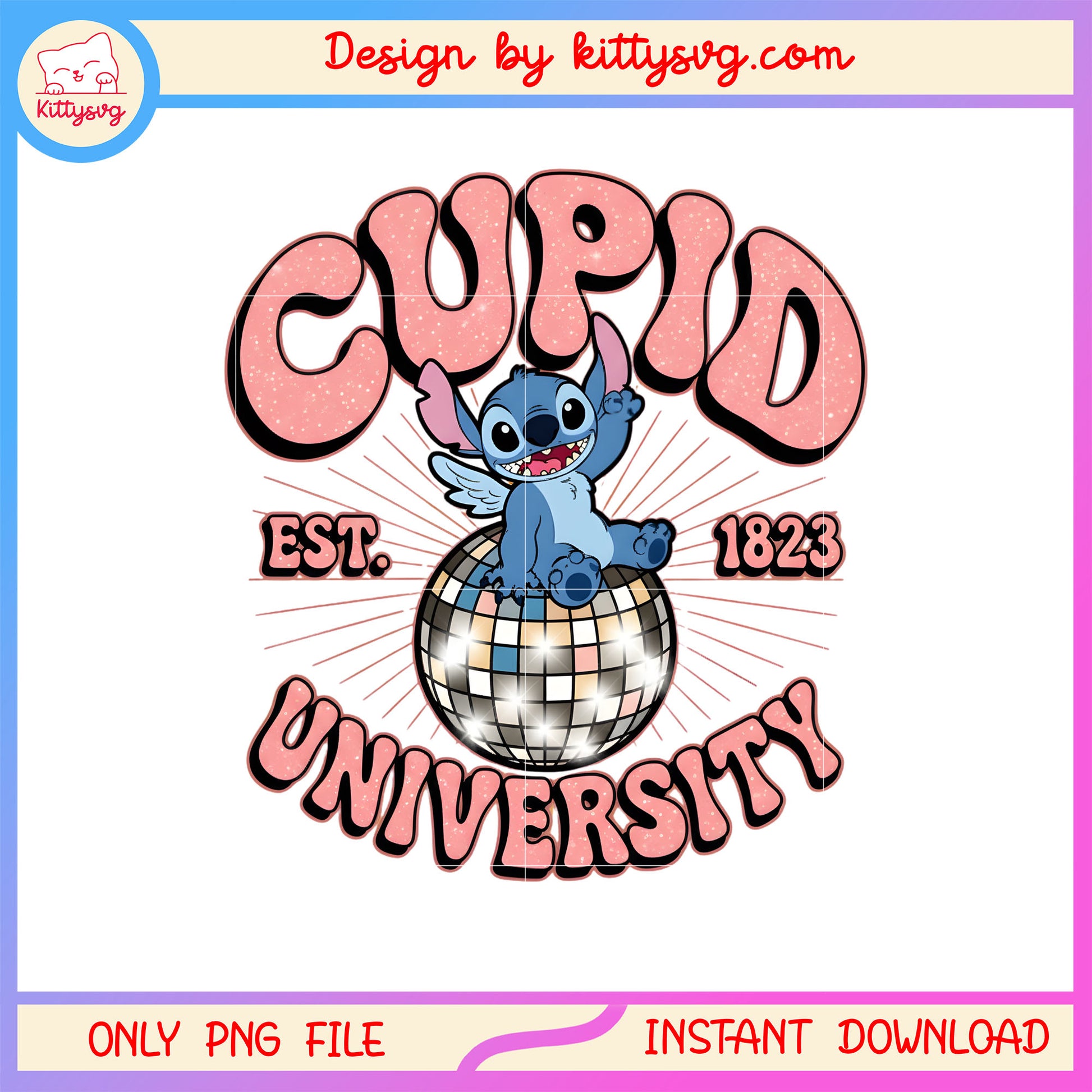 Cupid university stitch valentine png, stitch valentines day​​ png